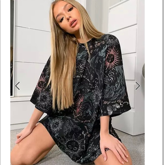 ISO ASOS Oversized Celestial Print T-Shirt Dress
